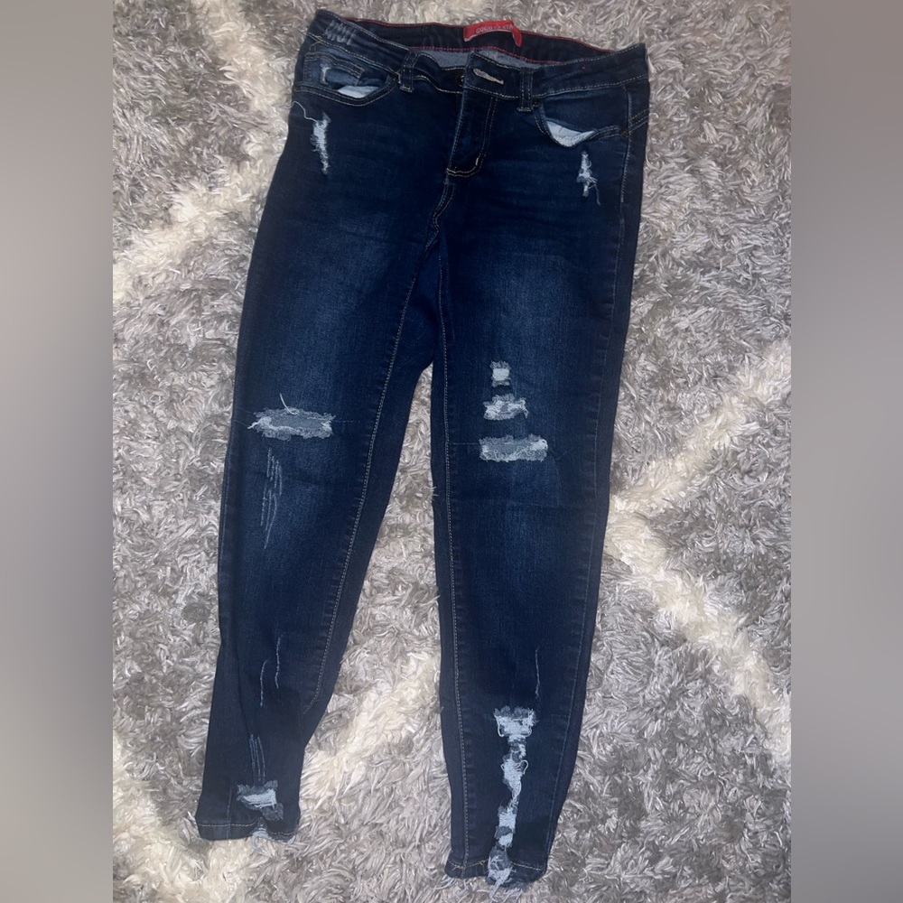 Blue Skinny Distressed Jeans